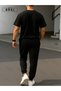 Power Fit – Oversize Black T-Shirt & Black Pants Jogger Tracksuit Set - 2