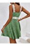 Women's Strap Lace Collar Floral Patterned Single Jersey Dress - 2