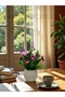 Small Artificial Flower Decorative Table Ornament 20cm Mini Tabletop Blossom in Plastic Pot Home Ornaments Gift - 5