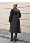 Ray Pattern Detachable Hood Long Women's Quilted Coat - 2