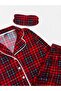 Boy's Cotton Fabric Suede Red Plaid Patterned Sleep Banded Shirt Collar Pajama Set - 3