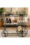 FFD 4-Wheel Metal Serving Trolley with Clear Glass - Multi-Purpose Kitchen Storage Rack 100x40x90cm