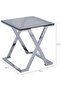 Silver Side Table for Living Room Furniture, 55 cm Smoked Glass Top End Table, Sofa Ta - 2