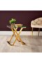 Gold Side Table for Living Room Furniture, 40cm Tempered Glass Top End Table, Sofa Tab - 3