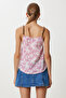 Bead Detailed Patterned Linen Blouse Lfh0006 Stone Pink - 4