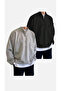 Unisex Plus Size Double Black And Gray Half Zipper Stand Collar Oversize Black Sweatsihrt