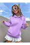 Women's Lilac Mad For Nothing Printed Oversize Hooded Sweatshirt - 2