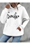 Women's Smile Printed Oversize 3 Thread Hooded Hoddie/Sweatshirt with Pocket