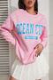 Crew Neck Ocean City Maryland Printed Sweatshirt Dusty Pink