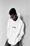 Hooded White 'born Again Eagle' Front-Back Back Printed Oversize Sweatshirt - 3