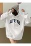 Large Size White Refrfsh Print Detailed Hooded Pocket Sweatshirt-Hoodie