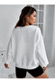 White Printed 3 thread Oversize Crew Neck Sweatshirt - 5