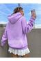 Women's Lilac Mad For Nothing Printed Oversize Hooded Sweatshirt - 4