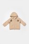 Baby Cotton Beige Hooded Teddy Bear Printed Tracksuit Set - Two Pieces - 2