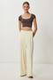 Wide Leg Draped Modal Trousers Lub0208 Light Yellow - 2