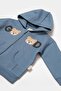 Baby Cotton Blue Hooded Teddy Bear Printed Tracksuit Set - Two Pieces - 4