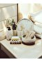 6-Piece Beige Marble Pattern Concrete Bathroom Set, Liquid Soap Dispenser Toothbrush Holder Accessory Set, Towel Holder, Tray - 4