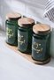 7936 Pierre 3-Piece Acacia Wood Jar Set with Lid and Tray - Dark Green