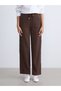 Brown Textured Muslin Women's Trousers with Elastic Waist - 4