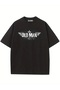 Qubo Unisex Oversize Printed Cotton Crew Neck Short Sleeve Black T-Shirt