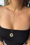 Gold Color Sun and Star Figured Y Necklace