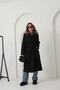 W1-18860 Belted Pocketed Knee-Length Long Cashmere Winter Women's Coat Black - 8