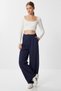 Woven Palazzo Trousers with Pockets Lgk0007 Dark Blue - 4