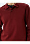 Polo Neck Sweatshirt Basic Buttoned Cotton Interlock Fabric - 5