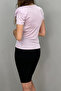 Women's Sandy Padded Shoulder Pleated Short Sleeve Blouse Lilac Color - 5