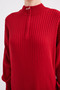 Women's Long Zippered Knitwear Dress Red 1139 - 5