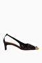 Regent 55 Low Open Court Mules, Glitter Black Mesh and Antique Brass - 4