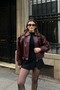 Collared Faux Leather Bomber Jacket