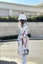 Women's Ecru Lined, Jacket Collar, Waist Belt, Comfortable Fit, Digital Letter Print, Long Stamp Coat - 3