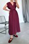 Modal Fabric Waist Decoleted V-Neck Dress 4S781
