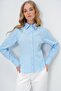Women's Fit Cut Pleated Woven Shirt - Blue - 3