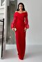 Red Chiffon Sleeve Detail Off Shoulder Mermaid Evening Dress