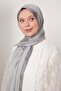 Gray Stripe Detail Monogram Silk Shawl - 3
