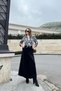 Women's Black Pleat Detail on the Front, A-Line, Zipper Closure on the Back, Long Stem Skirt - 2