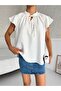 Regular Fit Summer Blouse with Tie Detail - 6