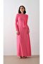 Crepe Dress with Shoulder Capes Fuchsia