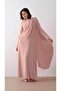 Crepe Dress with Shoulder Capes Powder