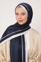 Navy Blue-White-Red Stripe Detail Monogram Silk Shawl - 2