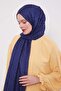 Navy Blue L Pattern Italian Jacquard Shawl - 2