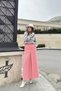 Women's Powder Pleat Detail on the Front, A-Line, Back Zipper Closure, Long Stitched Skirt - 3