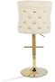 Cream Velvet Bar Stool with Gold Base - Adjustable Height, Modern Swivel Counter Chair - 6