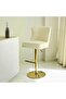 Cream Velvet Bar Stool with Gold Base - Adjustable Height, Modern Swivel Counter Chair