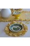 Supla Round American Service Yellow Floral Ruffled Vintage 2 Pieces Duck Linen 34X34Cm - 6