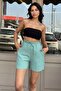 Mint Green Seersucker Elastic Tied Shorts