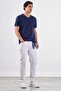 Men's Slim Fit V-Neck Navy Blue T-Shirt - 3