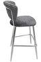 Velvet Bar Stool, Modern Grey Upholstered 94cm High Bar Chair with Chrome Metal Legs, - 7